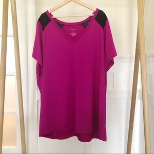 Torrid Pink Active Shirt Black Mesh Inset Size 5